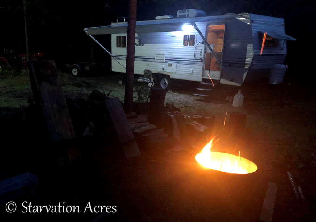 Campfire at the trailer.