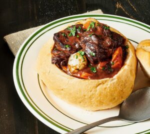 Sasquatch stew in a bread bowl.