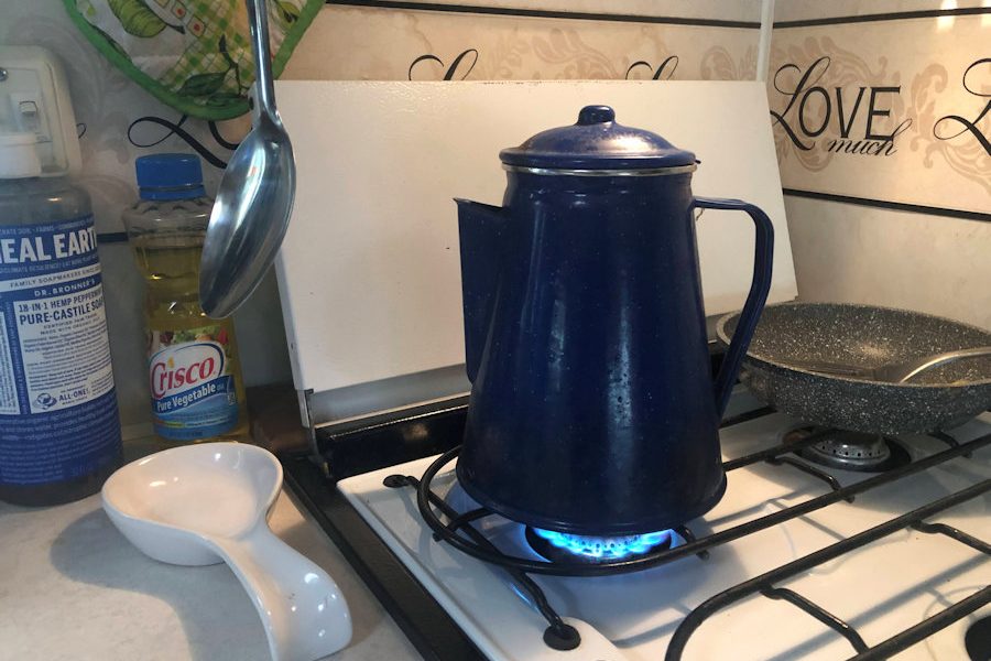 Porcelain coffee pot.